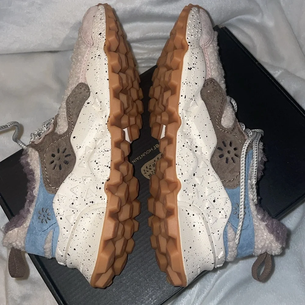Flower Mountain KOTETSU Shearling and Suede Sneakers in Dove grey-Beige - Picture 14 of 16